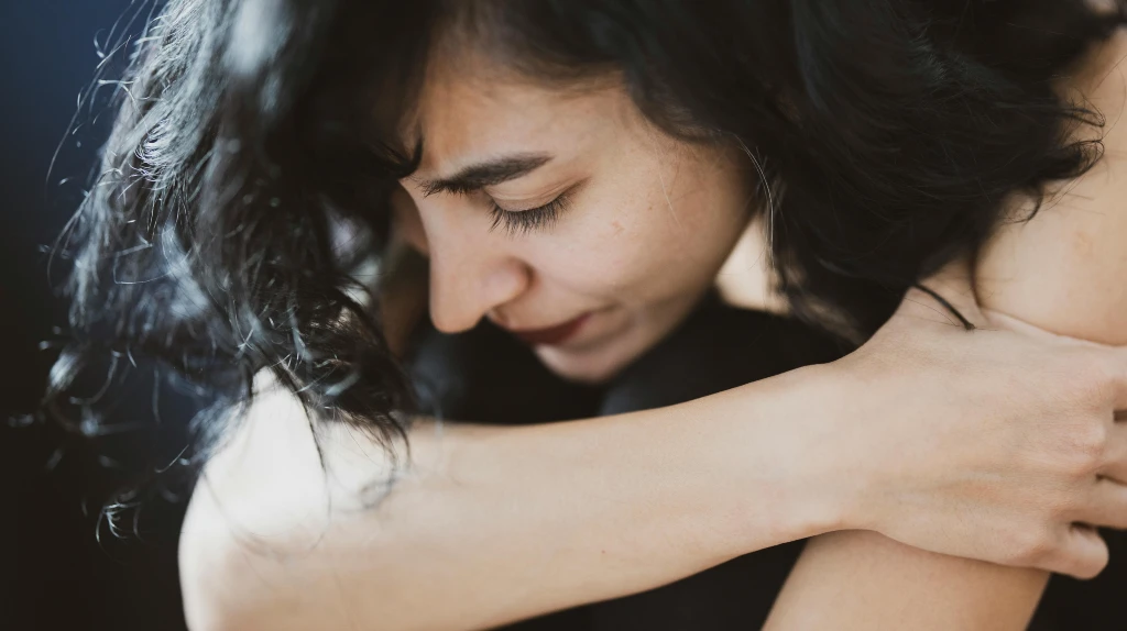 close-up of woman suffering from anxiety